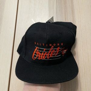 Vintage NWT MLB Baltimore Orioles Script Wool‎ Blend Snapback Hat